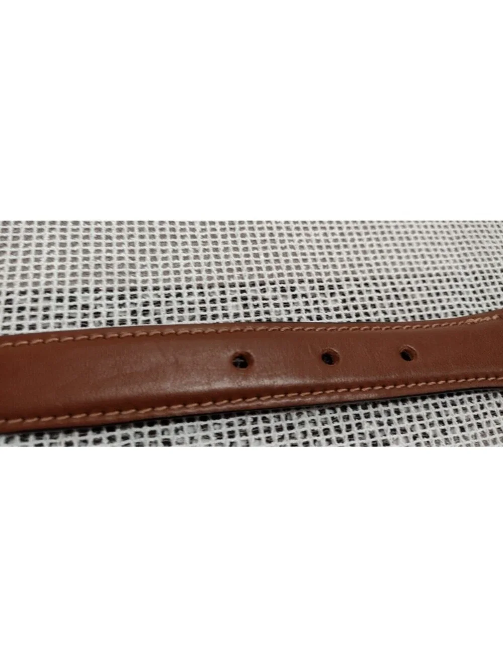 Men's Small Red Belt Brown Pleather Red Webbed Canvas AMERICAN APPAREL BACK THAN